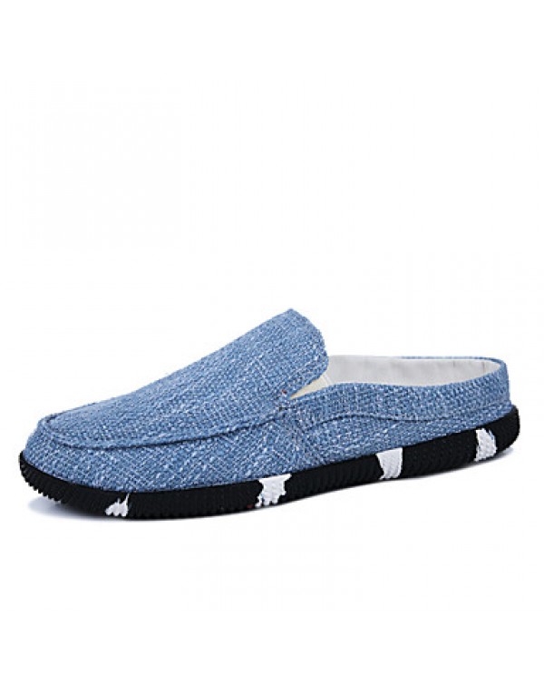 Men's Shoes Casual Linen Clogs & Mules Black/Blue  