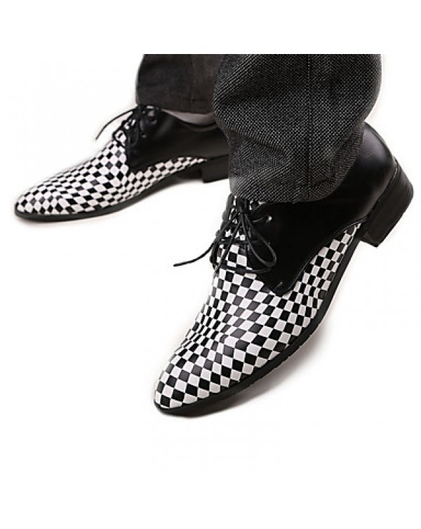 Men's Shoes Leather Wedding / Party & Evening Oxfords Wedding / Party & Evening Flat Heel Lace-up Black  