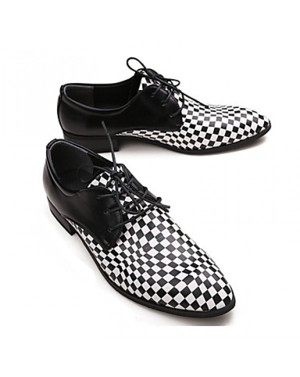 Men's Shoes Leather Wedding / Party & Evening Oxfords Wedding / Party & Evening Flat Heel Lace-up Black  