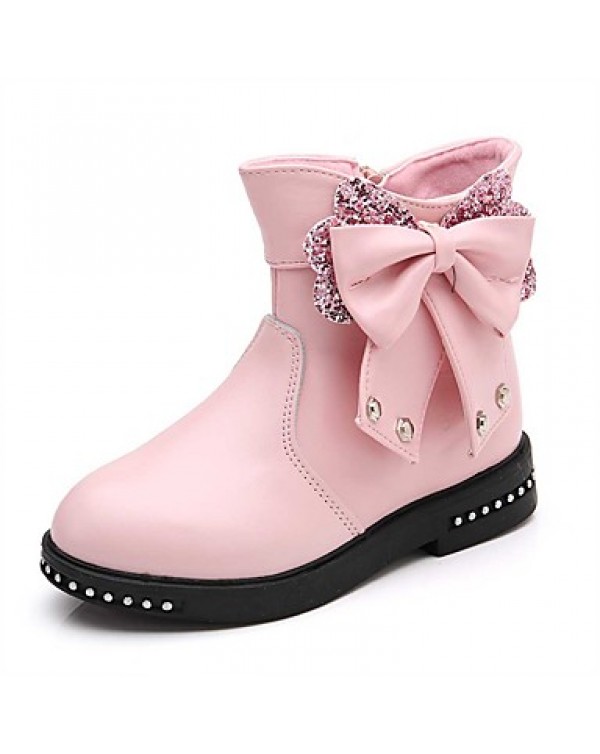 Girl's Boots Spring / Fall / Winter Bootie / Comfort Leather Outdoor / Casual Zipper Black / Pink / Red Walking  