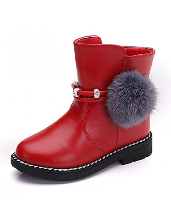 Girl's Boots Spring / Fall / Winter Bootie / Comfort Leather Outdoor / Casual Zipper Black / Red / Tan Walking  