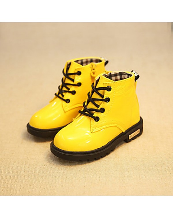 Unisex Boots Spring / Fall Combat Boots PU Casual Flat Heel  Black / Yellow / Pink / Red Others  