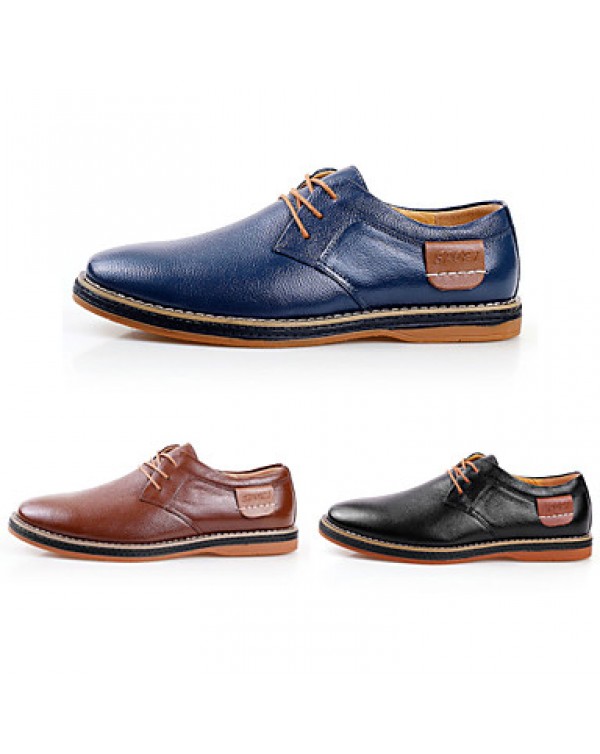 Men's Shoes Outdoor / Office & Career / Athletic / Casual Leather Oxfords Black / Blue / Brown  