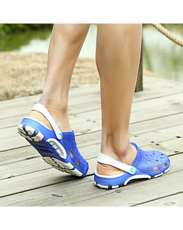 Men's Shoes Outdoor Faux Leather Clogs & Mules Black/Blue  