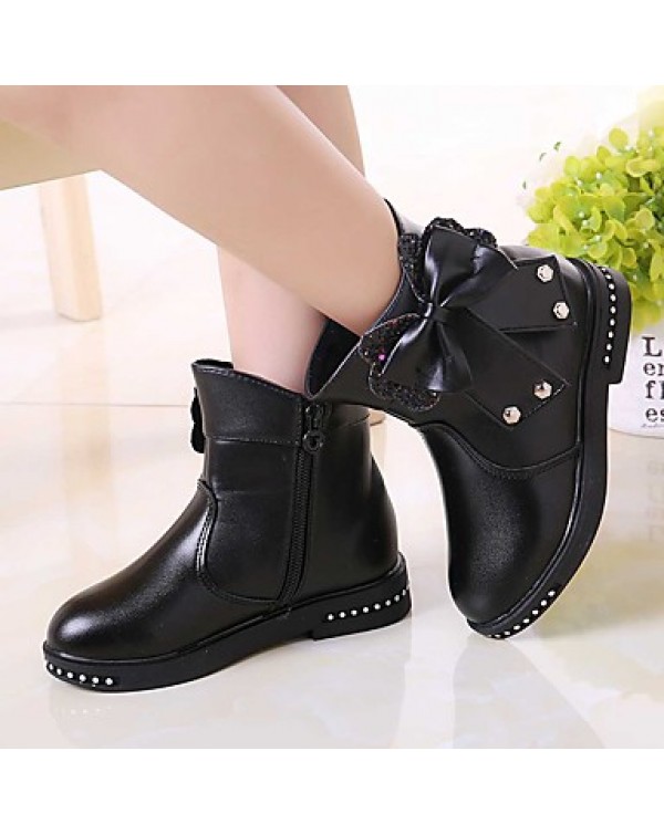 Girl's Boots Spring / Fall / Winter Bootie / Comfort Leather Outdoor / Casual Zipper Black / Pink / Red Walking  