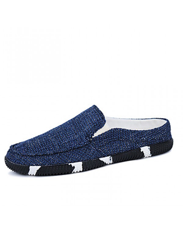 Men's Shoes Casual Linen Clogs & Mules Black/Blue  